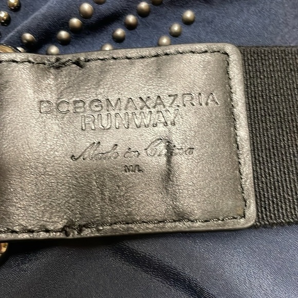 Limited Edition 2010 BCBGMaxAzria Runway Studded Navy Belted Sheath Asymmetrical - Picture 11 of 15